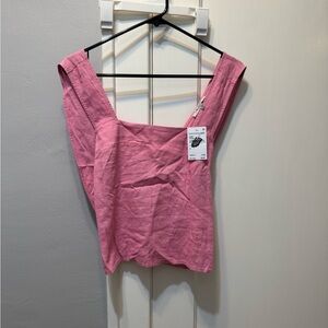 Madewell Pink linen cross back Sleeveless Tank Top
